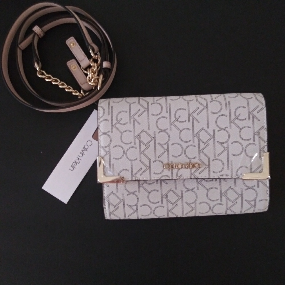 NWT CALVIN KLEIN LOGO MINI CROSSBODY BAG CLUTCH - Picture 2 of 8